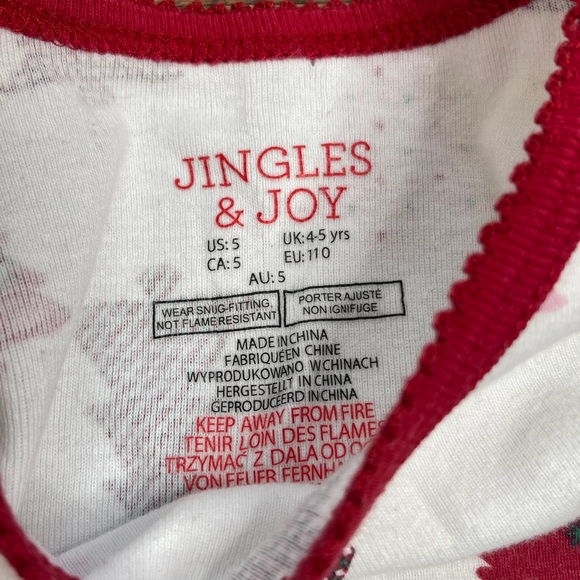 Jingles & Joy Girls Festive Christmas Tree Print Holiday Long Sleeve Pajamas 4 - Picture 6 of 13
